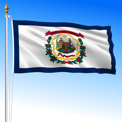 West Virginia US federal state waving flag, United States, vector illustration