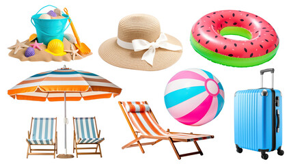 PNG Summer vacation essential set, transparent background