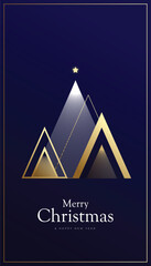 Christmas and New Year's Eve background with luxurious themed Christmas tree in triangular ornament shape.