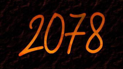 3D fire text effect of number 2078 on dark background.