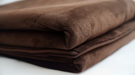 A folded brown blanket.