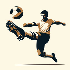 Naklejka premium a soccer or football player kicking ball flat design illustration