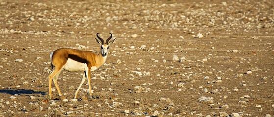 Springbock in karger Landschaft