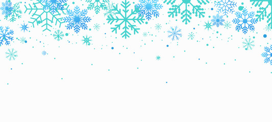 Christmas snowflake on white background. christmas design for greeting card. blue Seamless snow flake border vector illustration. Winter snowflake