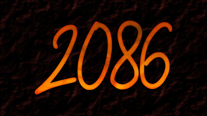 3D fire text effect of number 2086 on dark background.