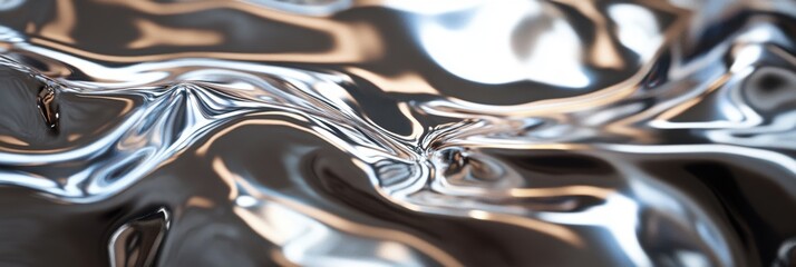 Polished Metal Surface with Reflective Light Streaks, showcasing intricate details and shimmering textures, emphasizing depth and luminosity