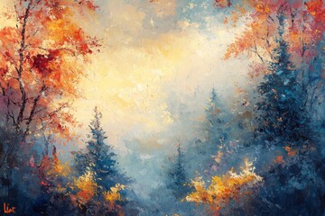 Fototapeta premium Abstract oil painting illustration background