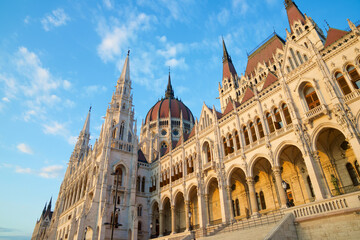Fototapeta premium Exterior view of the national parliament in Budapest, Hungary.