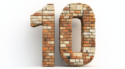Brick number ten displayed artistically against a plain background highlighting its textured design and construction materials