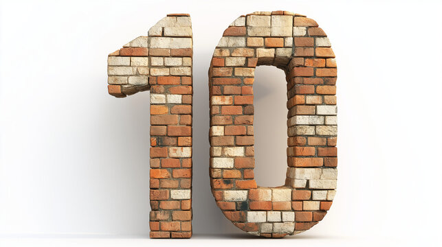 Brick number ten displayed artistically against a plain background highlighting its textured design and construction materials