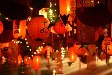 A Japanese lantern at night