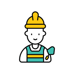 builder color line icon with white background vector stock illustration