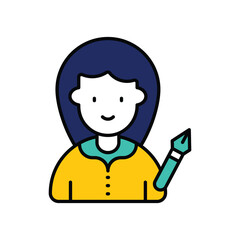 writer color line icon with white background vector stock illustration
