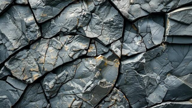 A close-up of jagged, gray rock formations in a rocky landscape