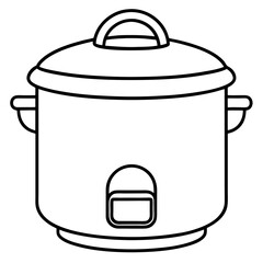Rice cooker outline vector illustration, transparent background