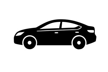 Naklejka premium Passenger car. Black and white Vector icon.