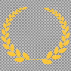 Golden wreaths and branches with leaves. Hand drawing laurel wreaths and branches collection. Laurels wreaths, swirls, twigs and flower ornaments. Herbs, flowers and plants elements. Design elements.