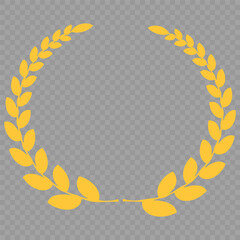 Golden wreaths and branches with leaves. Hand drawing laurel wreaths and branches collection. Laurels wreaths, swirls, twigs and flower ornaments. Herbs, flowers and plants elements. Design elements.