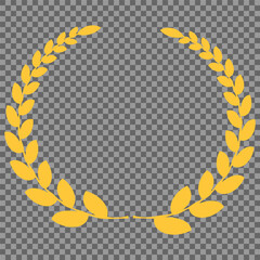 Golden wreaths and branches with leaves. Hand drawing laurel wreaths and branches collection. Laurels wreaths, swirls, twigs and flower ornaments. Herbs, flowers and plants elements. Design elements.