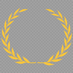 Golden wreaths and branches with leaves. Hand drawing laurel wreaths and branches collection. Laurels wreaths, swirls, twigs and flower ornaments. Herbs, flowers and plants elements. Design elements.