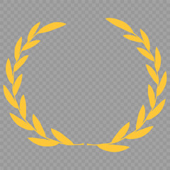 Golden wreaths and branches with leaves. Hand drawing laurel wreaths and branches collection. Laurels wreaths, swirls, twigs and flower ornaments. Herbs, flowers and plants elements. Design elements.