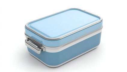 a blue and white food container

