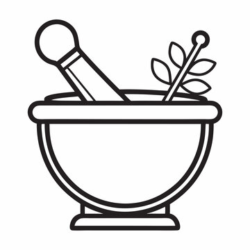 recommend clip art: Mortar and Pestle Silhouette Vector Line Art Design