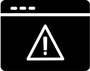 Browser, error icon. Website with exclamation sign. Alert web page vector. Replaceable vector design.