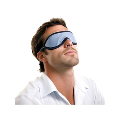 Man Wearing a Sleep Mask