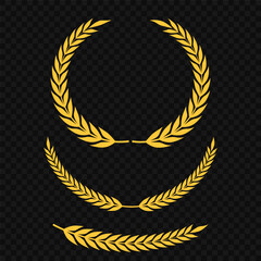 Set of wreaths and branches with leaves. Hand drawing laurel wreaths and branches collection. Laurels wreaths, swirls, twigs and flower ornaments. Herbs, flowers and plants elements. Design elements.