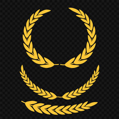 Obraz premium Set of wreaths and branches with leaves. Hand drawing laurel wreaths and branches collection. Laurels wreaths, swirls, twigs and flower ornaments. Herbs, flowers and plants elements. Design elements.