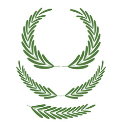 Set of wreaths and branches with leaves. Hand drawing laurel wreaths and branches collection. Laurels wreaths, swirls, twigs and flower ornaments. Herbs, flowers and plants elements. Design elements.