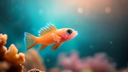 Orange Fish Swimming in Blue Water