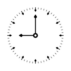 Analog clock concept with arrow sign. simple analog watch face
