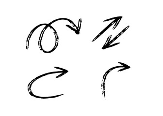 A set of arrows of different shapes in flat style	