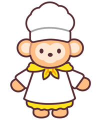 Monkey The Baker icon illustration for Bakery Shop