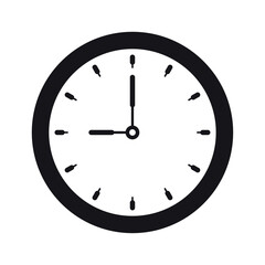 round analog clock concept on white background. simple wall clock face. simple round clock