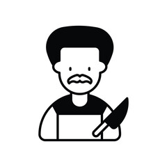 butcher glyph icon with white background vector stock illustration