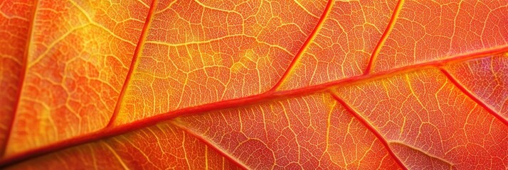 Obraz premium Vivid autumn leaf with detailed veins, showcasing the beauty of seasonal change and nature's intricate designs