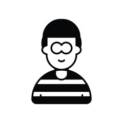 burglar glyph icon with white background vector stock illustration