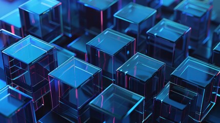 Abstract Blue Glass Cubes