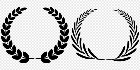 Set of green silhouette laurel foliate, olive wreaths. Vector illustration for your frame, border, ornament design, wreaths depicting an award, achievement, heraldry, emblem, logo.