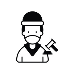 criminal glyph icon with white background vector stock illustration