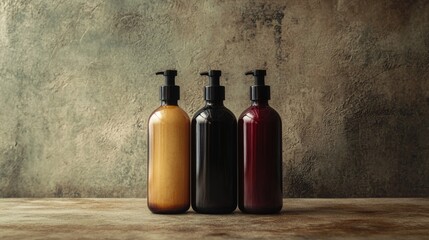 Mockup set of 3 shampoo lotion
