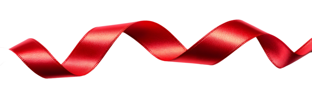 red glossy ribbon isolated on a white transparent background