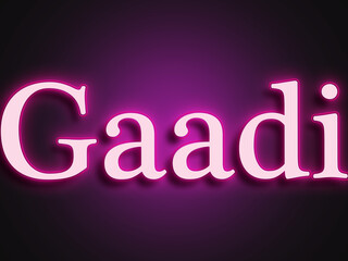 Pink glowing Neon light text effect of Hindi word Gaadi.