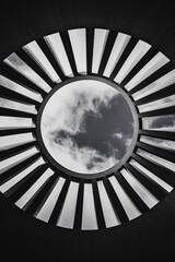 Architectural circular skylight with clouds