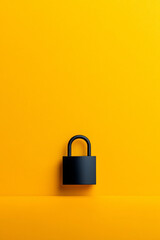 black padlock on vibrant yellow background