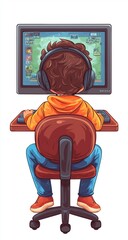 Immersed Gamer Engaged in Exciting Computer Action