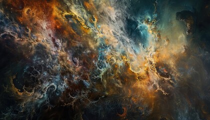 Obraz premium Abstract Cosmic Nebula with Swirling Colors and Glowing Stars